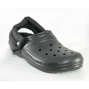 CROCS Black Clog with Fur Lining with Padded Heel Straps Shoe (Men's Size 12)